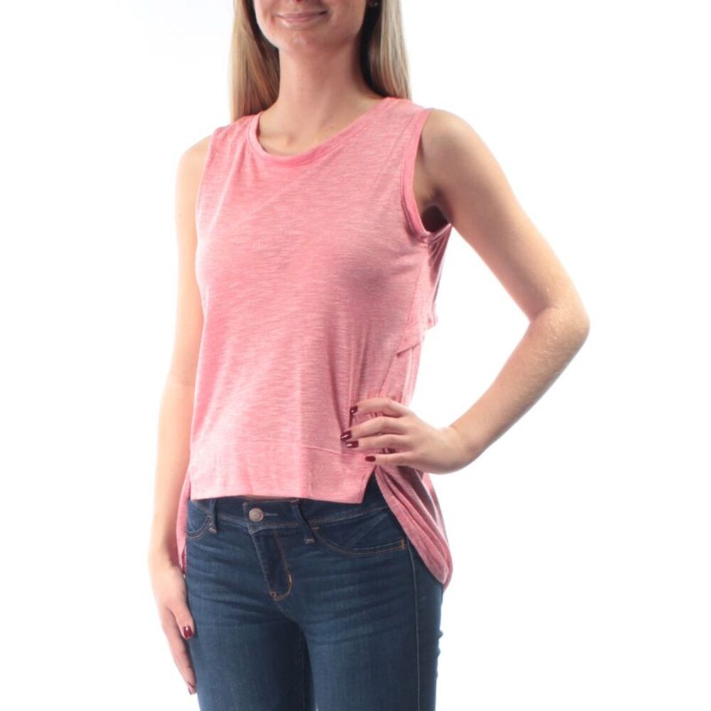 KIIND OF Womens Pink Sleeveless Jewel Neck Hi-Lo Top Size: XS